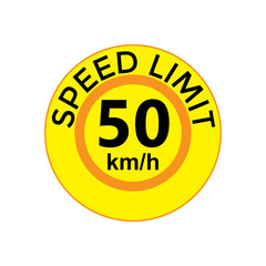 Speed limit 50 kmh Sticker  vector art illustration work