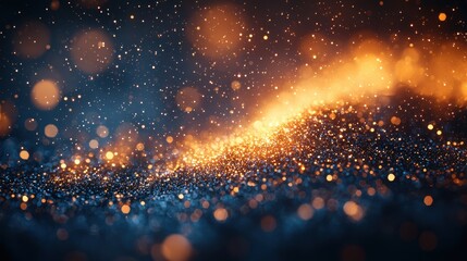 A luxurious backdrop, adorned with glittering golden stars, casts a warm glow upon a scene of anticipation and prestige as nominees gather for an award nomination ceremony. 