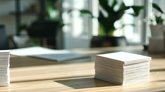 Business Card Stack Transforming into Tower for Scalability