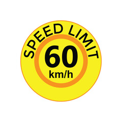 Speed limit 60 kmh Sticker  vector art illustration work