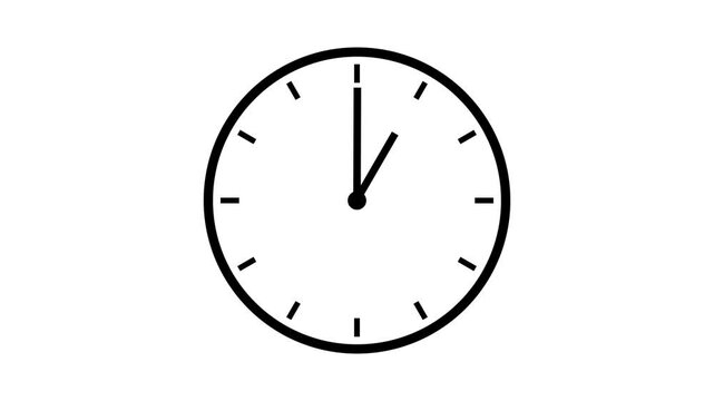シンプルな時計の時間経過アニメーション（12時間）