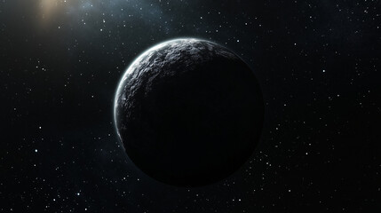 Moody shot of the moon in near darkness, highlighting its subtle glow and texture.