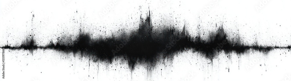 Aufkleber abstract black ink splatter art with drips and chaotic texture on white background resembling sound 