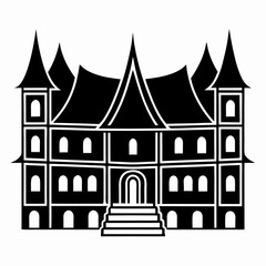 Naklejka premium Medieval castle vector illustration with towers and fairytale design
