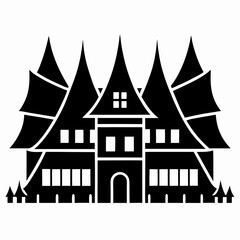 Fototapeta premium Medieval castle vector illustration with towers and fairytale design