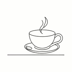 A steaming cup of coffee and tea with an icon-style design