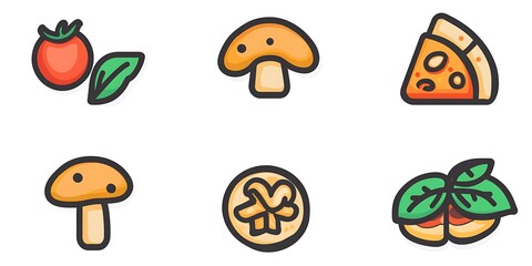 Naklejka premium Cute Food Icons.
