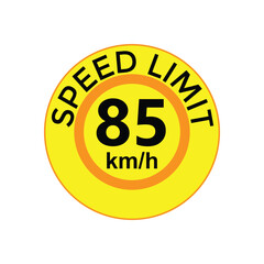 Speed limit 85 kmh Sticker  vector art illustration work
