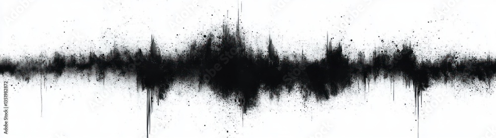 Aufkleber abstract ink splash art with dynamic black and white splatter pattern resembling sound waves on a te
