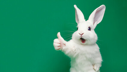 White rabbit giving a thumbs-up.