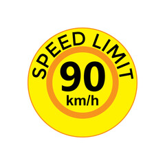 Speed limit 90 kmh Sticker  vector art illustration work