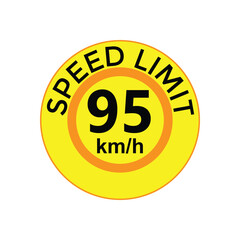 Speed limit 95 kmh Sticker  vector art illustration work