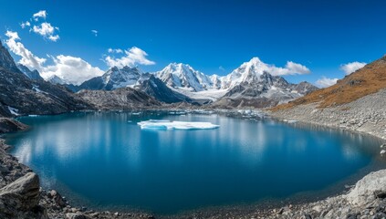 Glacial lake, Himalayan mountains, autumn, reflection, travel