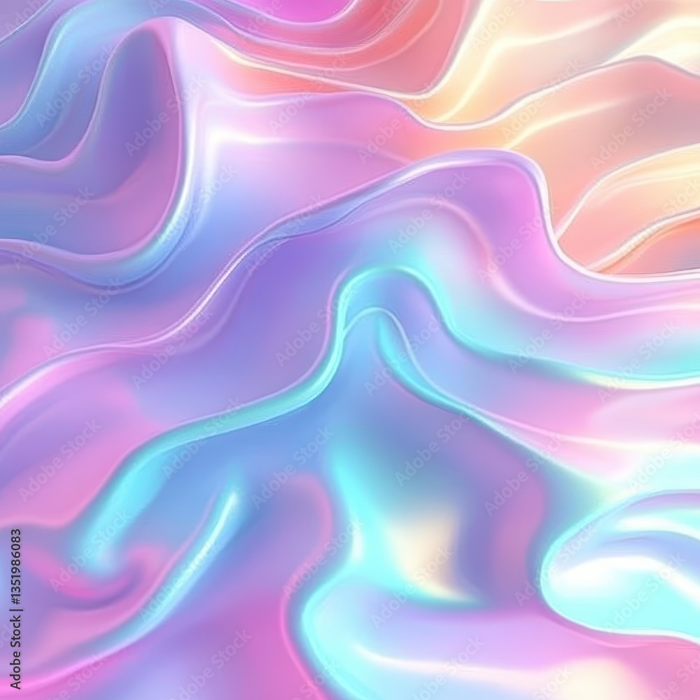 Aufkleber smooth abstract iridescent colorful flowing waves appear iridescent and glossy