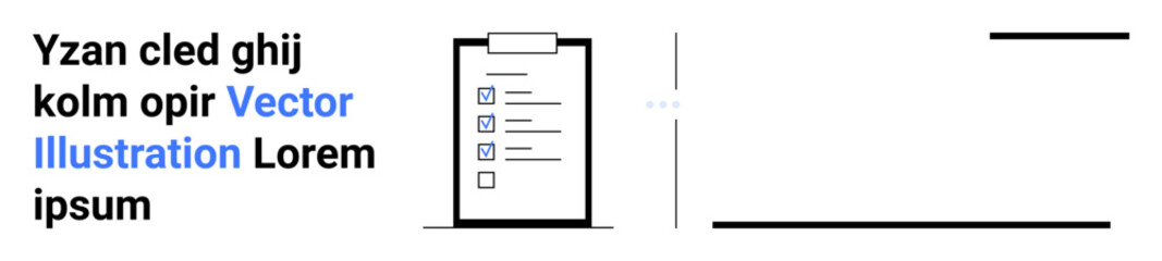 Clipboard showing checklist with marked options, text placeholders, and separator lines. Ideal for task planning, organization, education, workflow, productivity, minimal branding simple landing