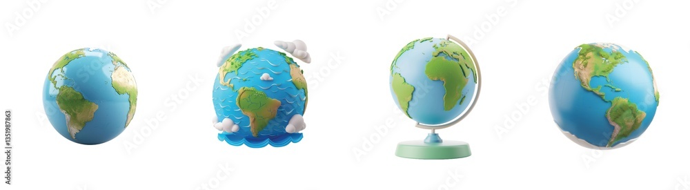 Poster global understanding through earth shapes and animated planetary representations