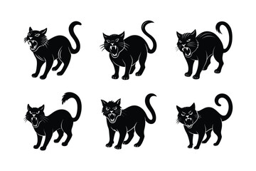 angry cat hissing vector silhouette design