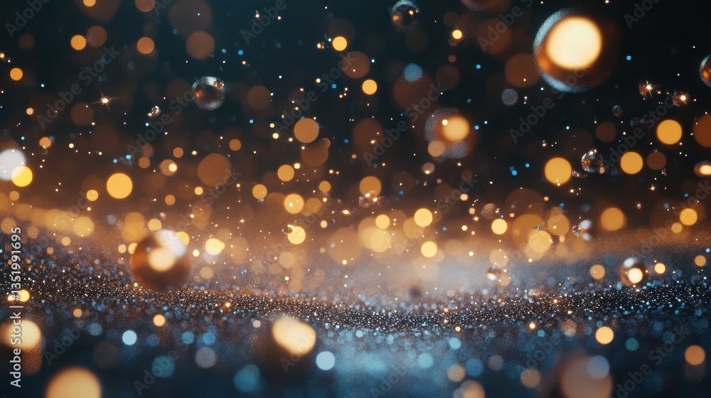 Poster floating orbs and sparkling lights create a beautiful abstract composition