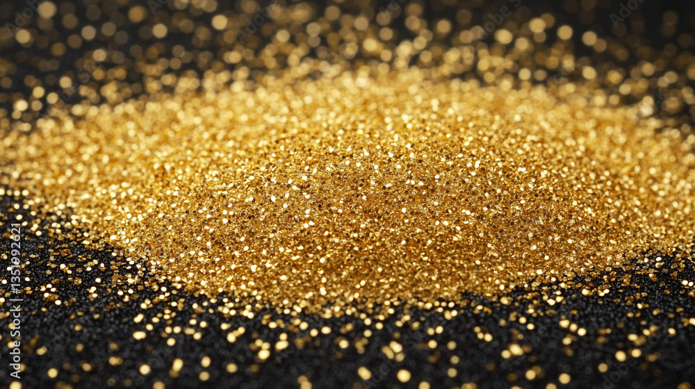 Aufkleber a glittering pile of golden particles scattered on a dark surface creating a sparkling effect