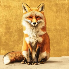 Obraz premium An elegant fox is sitting looking at the camera posing