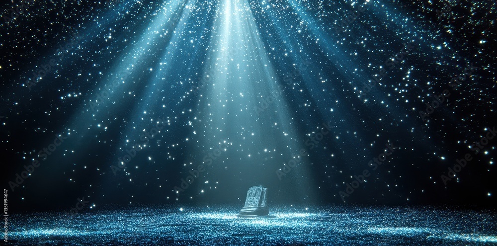 Poster a glowing light shines upon an illuminated object in space