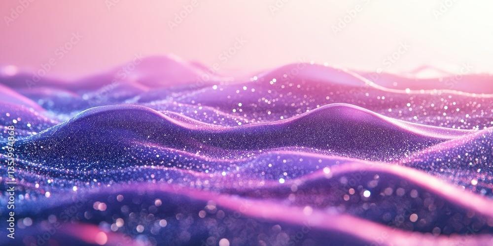 Poster abstract colorful waves with sparkling particles and bokeh effects