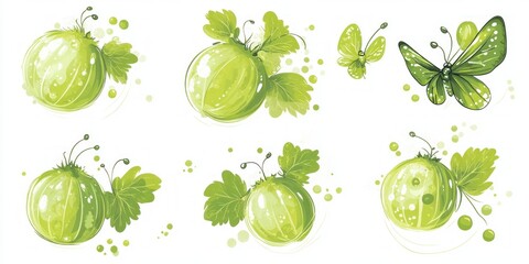 Playful  gooseberries butterflies and pollen