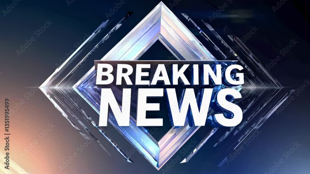 Aufkleber dynamic breaking news video graphic with a futuristic, angular design. low-angle view emphasizes urg