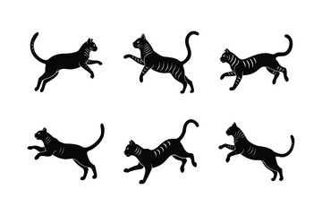 bengal cat jumping vector silhouette