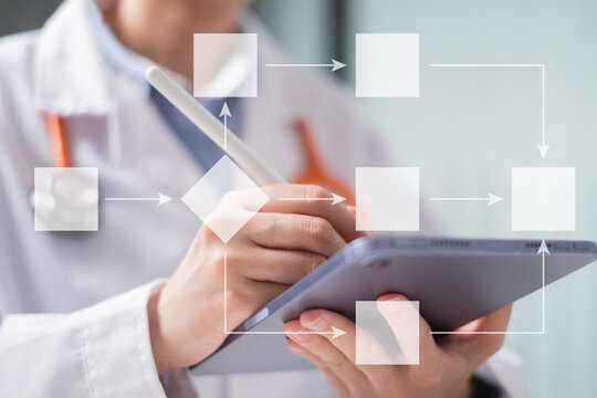 Doctor medical healthcare and medicine diagnosis treatment flowchart technology concept