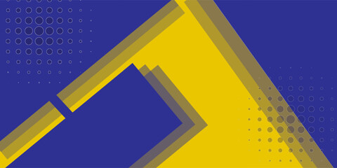 Modern geometric banner design. Blue and Yellow background with stripes. © Ubay