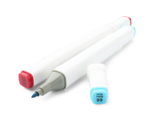 Two double-sided marker pens on white background