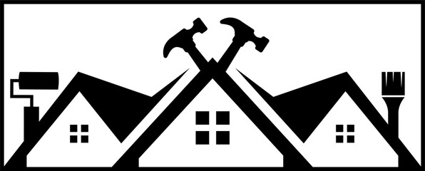 object hammer carpentry tool silhouette drawing black logo house repair