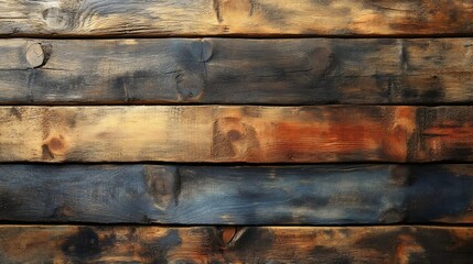 Naklejka premium A wooden surface with a burnt and weathered appearance