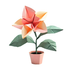 Origami Flower in Pink Pot Artistic Design,