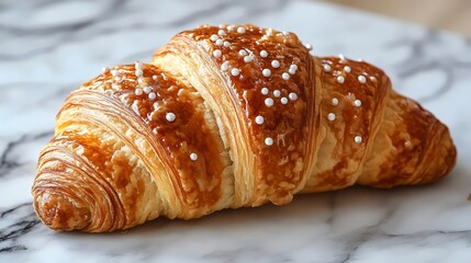 A croissant with powdered sugar on top