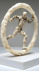 Fototapeta premium Running figure sculpture in a ring, studio shot, art piece, for website or magazine