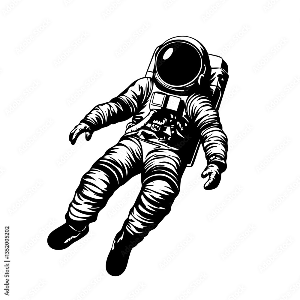 Poster astronaut floating in space vector illustration for design projects and art