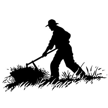 recommend clip art: Farmer Silhouette Working in Field with Hoe Rural Agriculture Illustration Vector