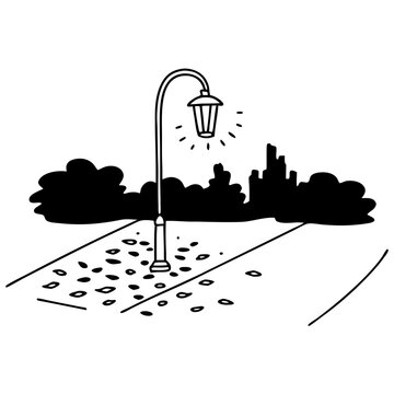recommend clip art: Vintage Street Lamp Vector Nighttime Park Silhouette Illustration