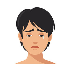 Sad Crying Face Vector Illustration for Emotional Expression and Design