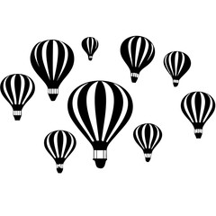 Black Hot Air Balloons Vector Illustration for Wallpaper or Graphic Design