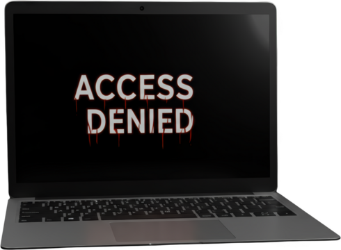 Laptop Screen Displays Access Denied Message with a Grungy Effect