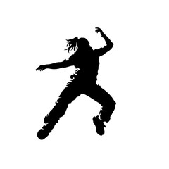 Obraz premium Silhouette of a Jumping Dancer in Dynamic Motion for Creativity and Design Projects