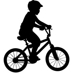 Fototapeta premium Silhouette of Child Riding Bicycle Perfect for Designs and Illustrations