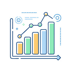 Bar chart icon, symbol of analysis and data, business graph chart