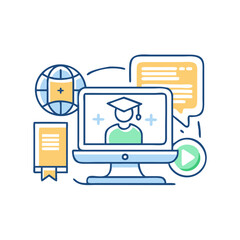 Distance learning icon, symbolizing online education and remote classes