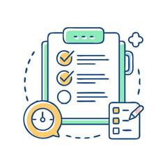 Lesson plan icon with notes, symbol of educational organization