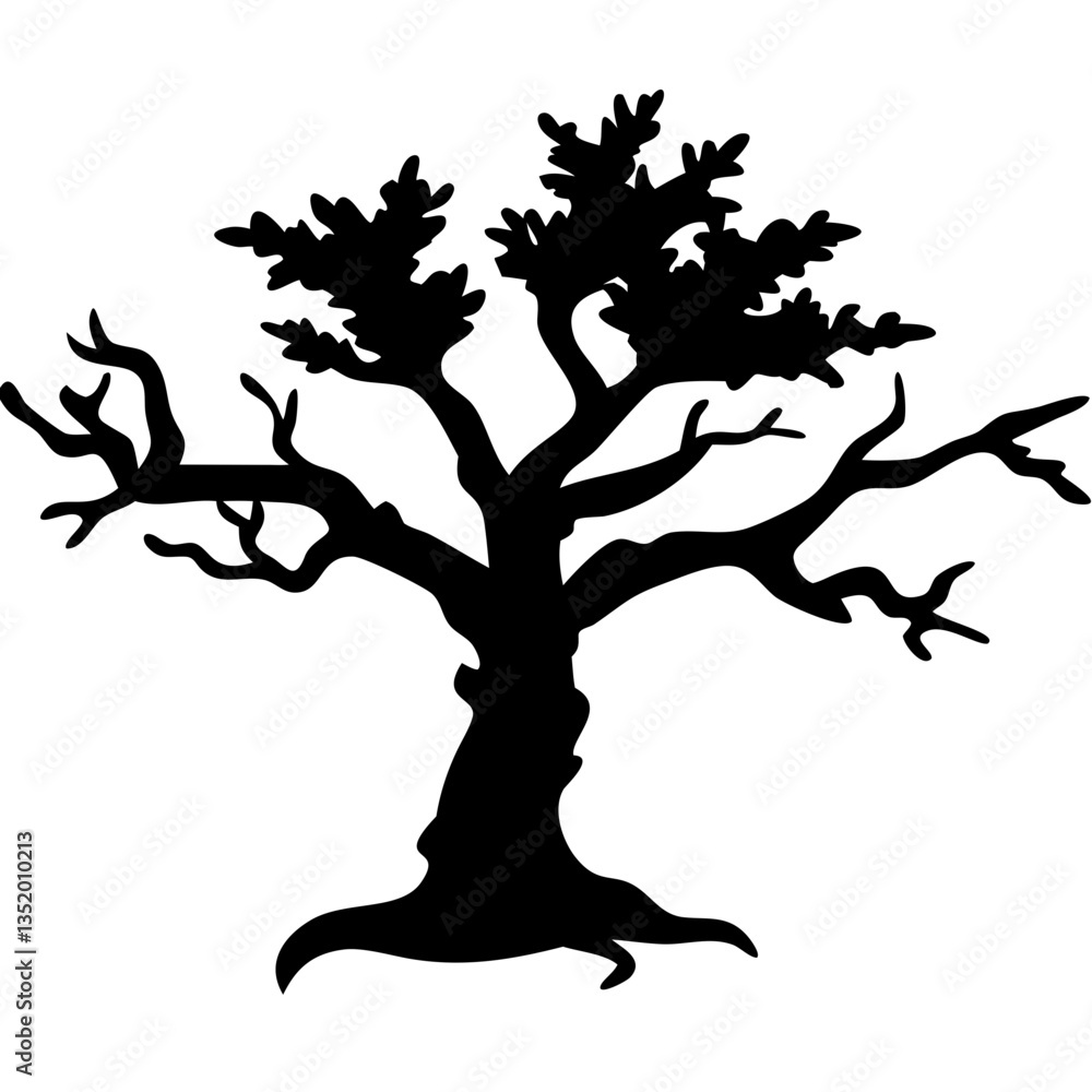 Poster silhouette of leafless tree vector for design and decoration projects