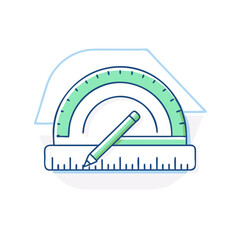 Protractor icon, symbol of precise measurements and geometry